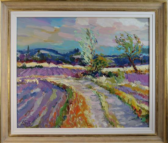 § Jeffrey Pratt (b.1940) Lavender near Mont Ventoux 30 x 36in.